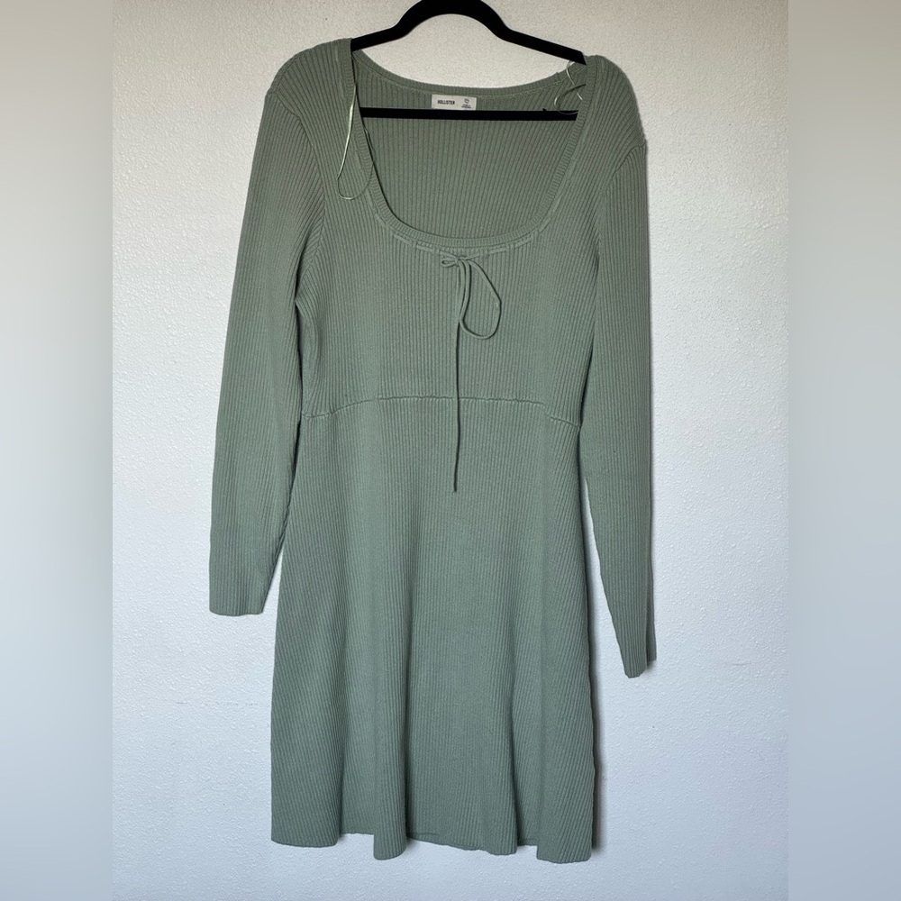 Hollister Womens XX Large Green Babydoll Knit Mini Dress Square Neck Y2K